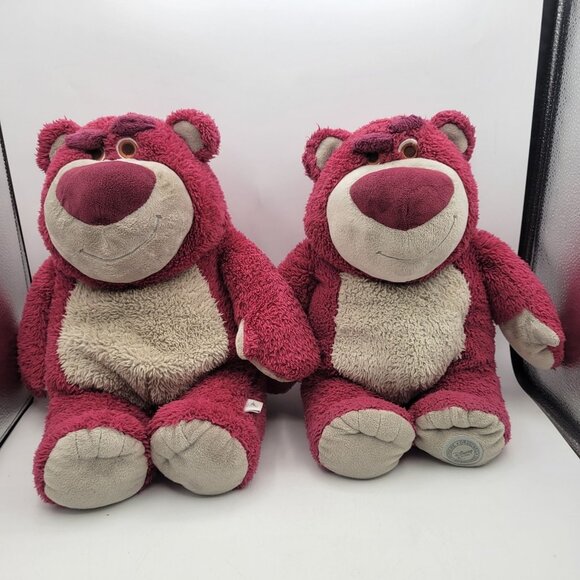 Disney Pixar Store LOTSO HUGGIN BEAR Lot of 2 Bears 15" Plush Strawberry Scent - Picture 1 of 16